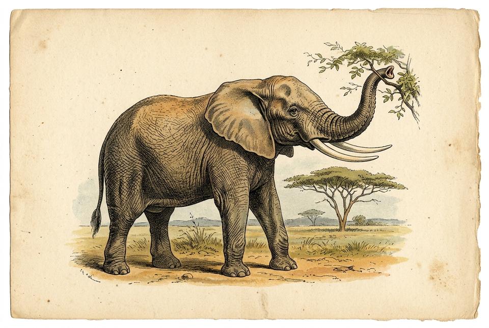 Afrički savanski slon (Loxodonta africana) u savani sa akacijama