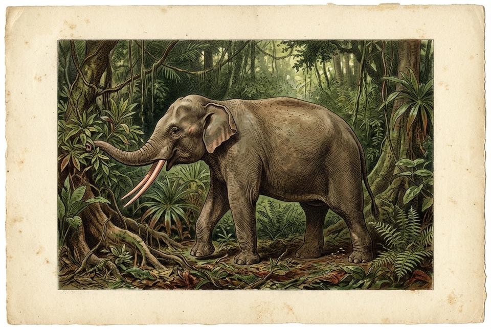 Afrički šumski slon (Loxodonta cyclotis) u kišnoj šumi