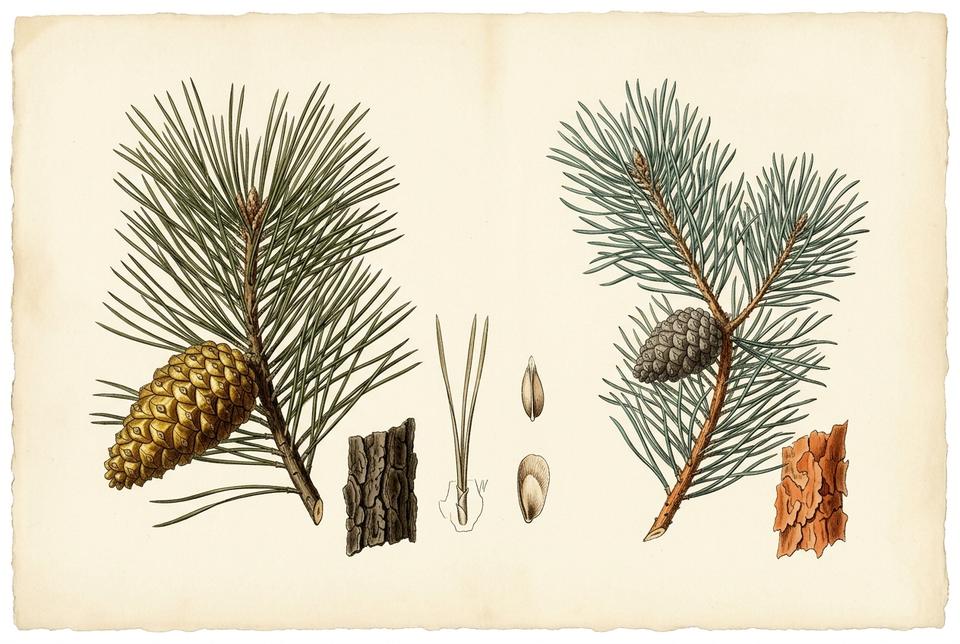 Crni bor (Pinus nigra) sa šišarkama i četinama