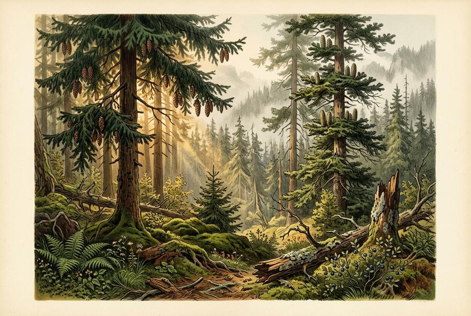 Planinska četinarska šuma smrče, jele i bora