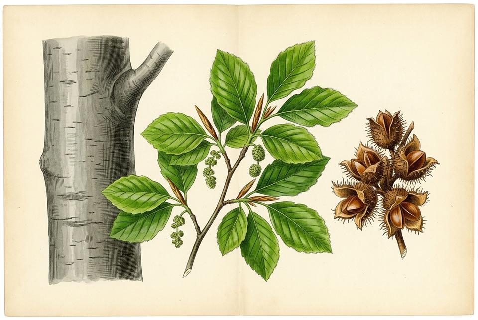 Evropska bukva (Fagus sylvatica): list, kora i plod bukvica