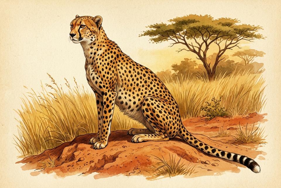 Gepard (Acinonyx jubatus) u savanskom staništu