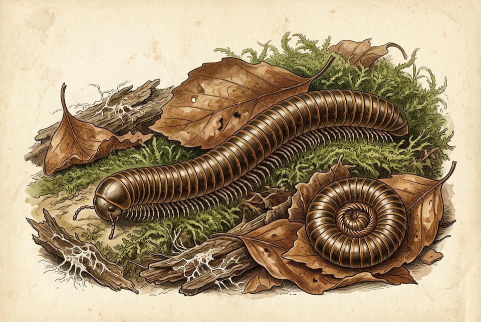Šumska hiljadunoga (Diplopoda) u vlažnoj šumskoj stelji
