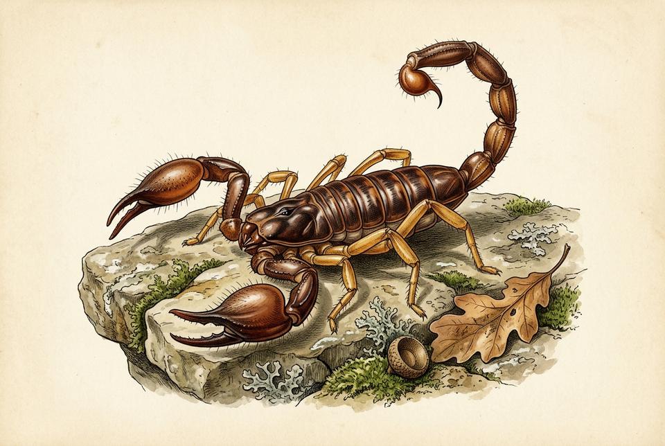 Karpatska škorpija (Euscorpius) u pukotini krečnjačkog kamena