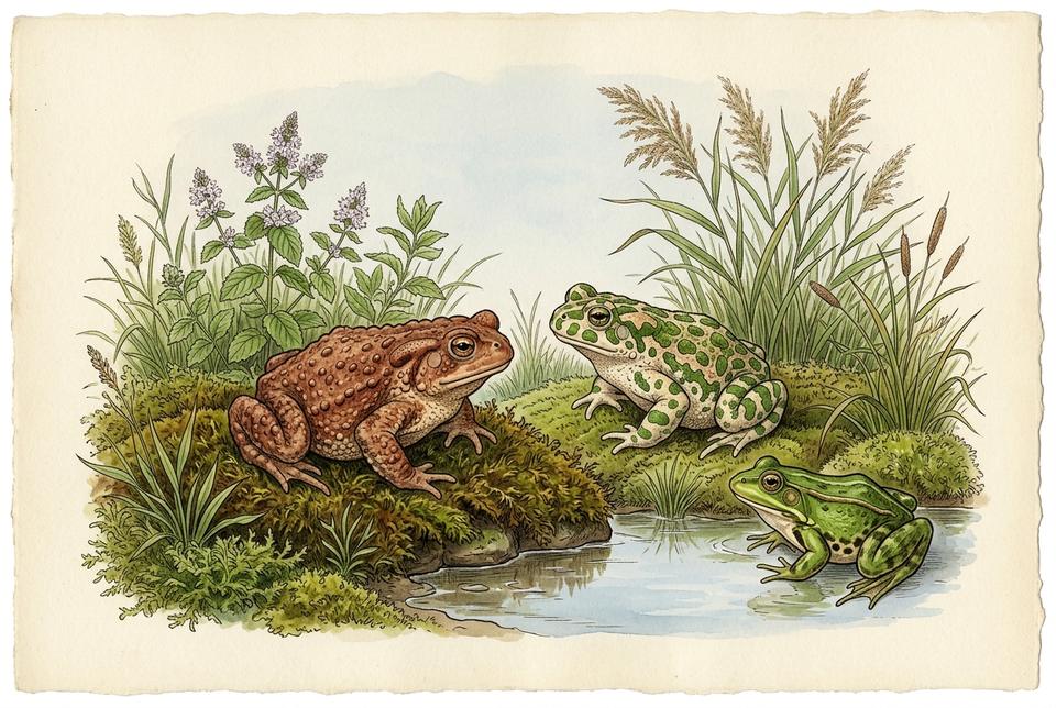 Zelena žaba (Pelophylax) pored bare