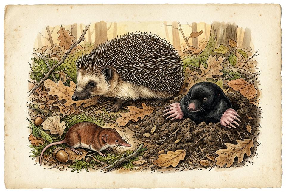 Beloprsi jež i insektojedi u prirodnom staništu