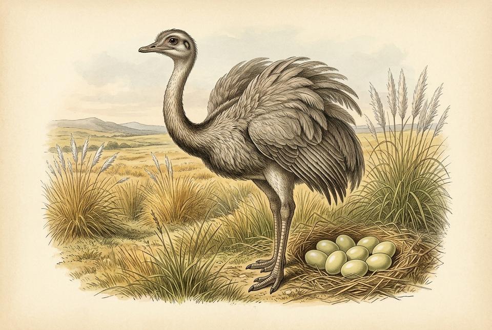 Veliki nandu (Rhea americana) na pampasu Južne Amerike
