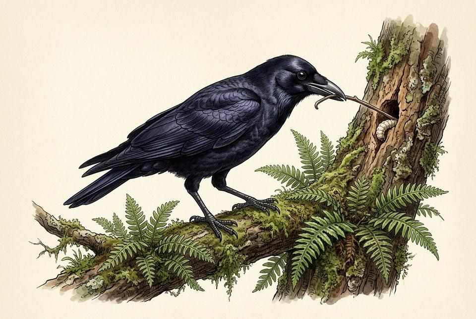 Novokaledonska vrana (Corvus moneduloides) pri upotrebi alata