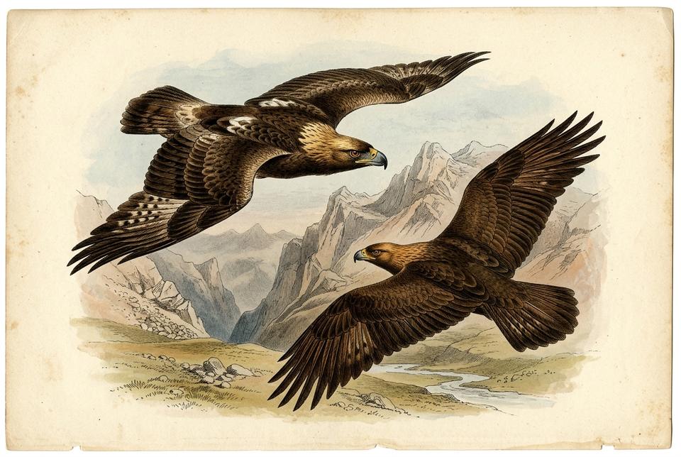 Suri orao (Aquila chrysaetos) u jedrenju iznad planinskih grebena