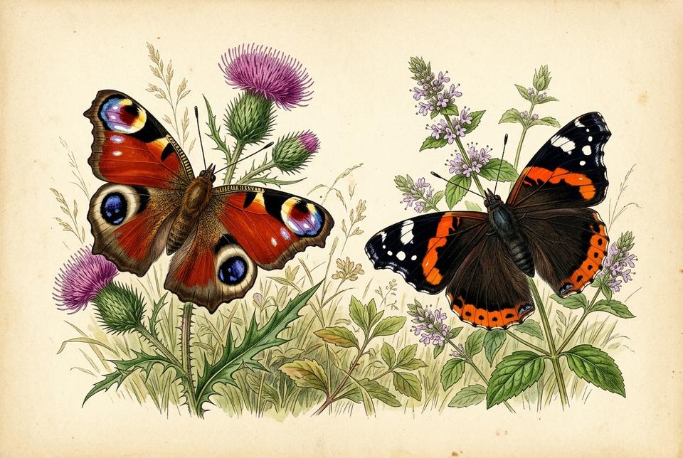 Dnevno paunovo oko (Aglais io) i admiral (Vanessa atalanta)