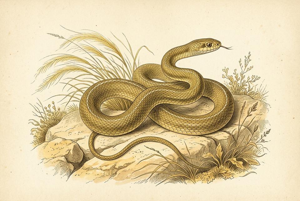 Stepski smuk (Dolichophis caspius) na osunčanom stepskom kamenjaru