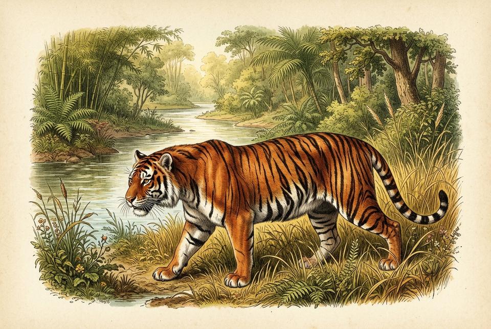 Tigar (Panthera tigris) u šumskom staništu