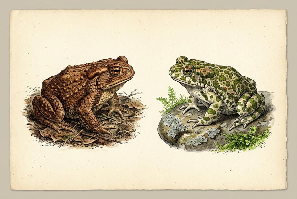 Smeđa krastača (Bufo bufo) na šumskom tlu